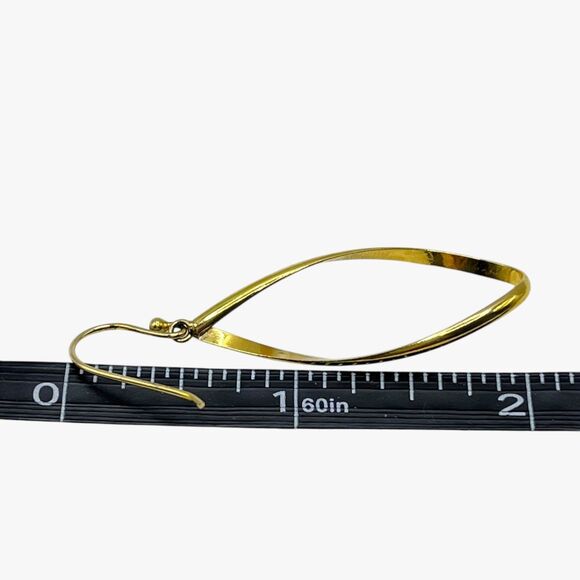 Gold Plated Sterling Earrings Dangle Teardrop Twist Hoop Lightweight Elegant 2” - Picture 4 of 7